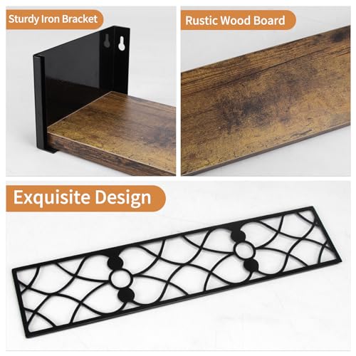 Wall Shelf with Removable Railing, 3 Same Sizes Floating Shelves - view 4