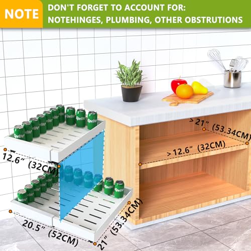 2 Pack Pull Out Cabinet Organizer 21" Deep Expandable Slide Out Drawer Organizers,No Drill Pull Out Drawers Adhesive with Nano Compatible Framed Cabinets Shelves For Kitchen Pantry Adjustable Width - view 6
