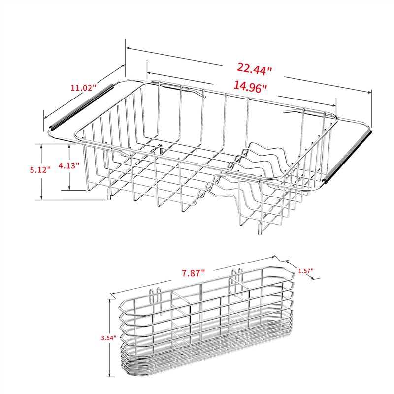 Over Sink Dish Drying Rack, Expandable 14.96"–22.44" Adjustable Dish Rack for Kitchen Sink, 304 Stainless Steel Dish Drainer with Utensil Holder, Space Saving for Most Standard Kitchen Sinks - view 4