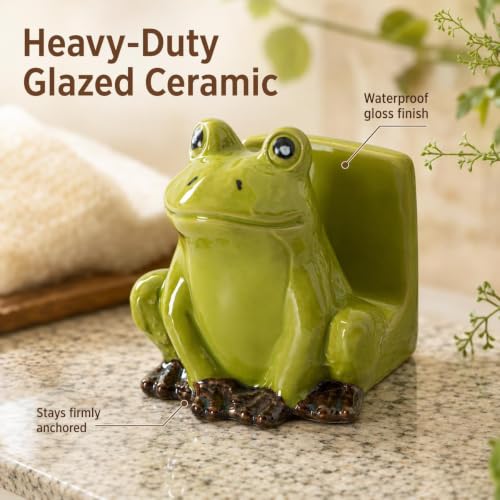 Ceramic Frog Sponge Holder Kitchen Sink Counter Scrub Pad Caddy Organizer - view 6