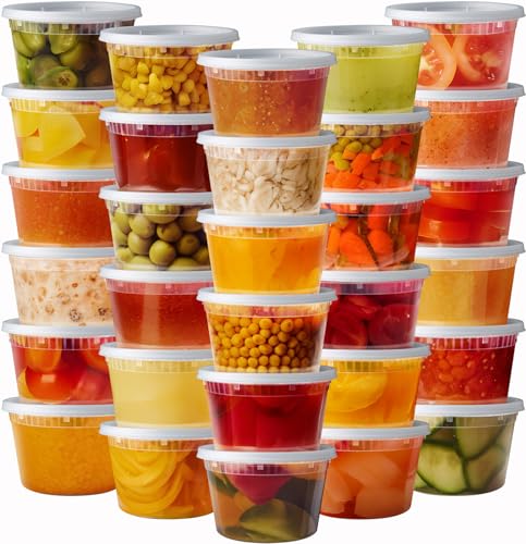 16 oz Plastic Food Storage Deli Containers with Lids [48 Sets]