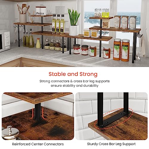 Kitchen Countertop Organizer - 3 Tier Corner Shelf, Bathroom Counter Organizer, Spice Rack, Coffee Bar, Over Sink, Rustic Brown - view 5