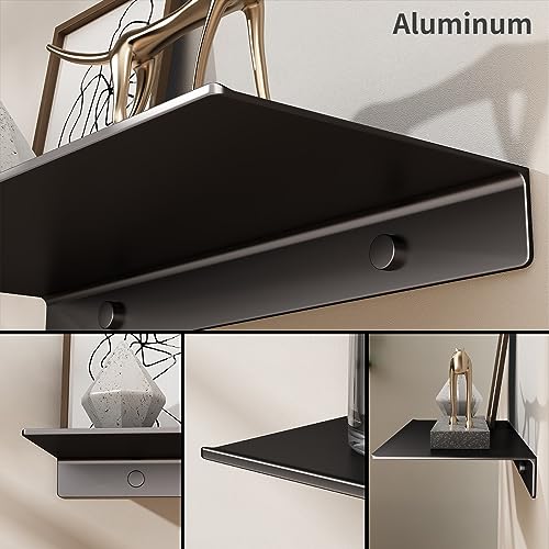 8 inch Small Floating Shelf for Wall Organizer & Storage, Mini Display Shelf, Metal Wall Shelf for Bathroom, Living Room, Kitchen, Bedroom(Matte Black) - view 4