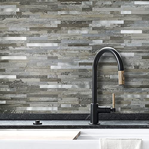 10-Sheet Peel and Stick Backsplash Wall Tile, PVC Kitchen Backsplash Peel and Stick in Distressed Wood, 9.4 sq.ft - view 4