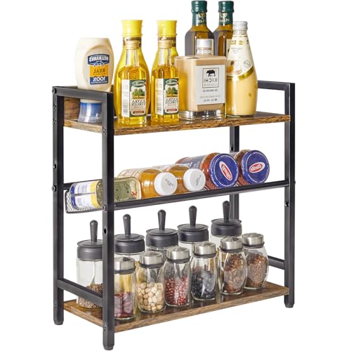 3-Tier Spice Rack，Kitchen Countertop Organizer,Brown