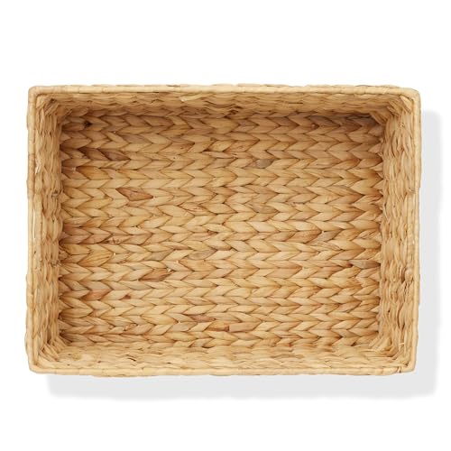 Set of 2 Water Hyacinth Pantry Baskets, 12-1/2" x 17" x 8", with Chalkboard Labels and Chalk Marker - Natural, Woven Storage Bin Organizers for Kitchen Shelves - view 6