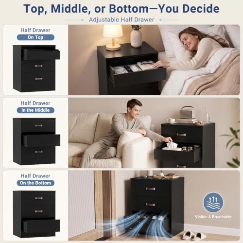 20.5" Closet Drawers Wood Closet Organizers and Storage Black - view 5