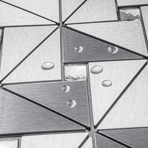 10-Sheet Peel and Stick Backsplash Metal Tile, Mixed Glass Self-Adhesive Mosaic Tiles, Stainless Steel Stick on Wall Tiles for Kitchen and Bathroom Backspalsh, Mirror Décor - view 5