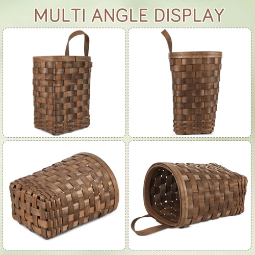 Wall Hanging Woven Basket 25.5x17x13.5cm with Handle for Kitchen Storage - view 3