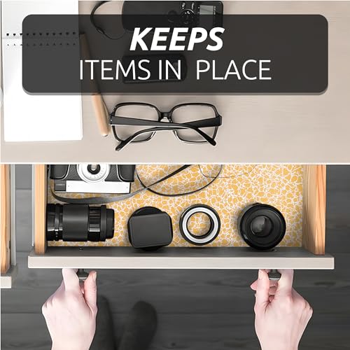 12X120 Inch Shelf Liner with Scissor & Tape Measure for Kitchen Cabinets, PVC Drawer Liner for Dresser Non-Slip Bathroom, Non-Adhesive Cabinet Liner Washable (Orange Crack) - view 6