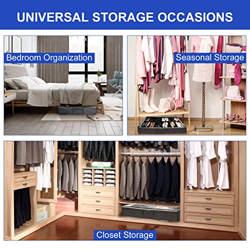 Under Bed Shoe Storage Organizer - Underbed Closet Solution With 2 Metal Zippers, 3 Handles, Clear Cover - Fits 24 Pairs of Men's and Women's Shoes - Set of 2, Yellow - view 7