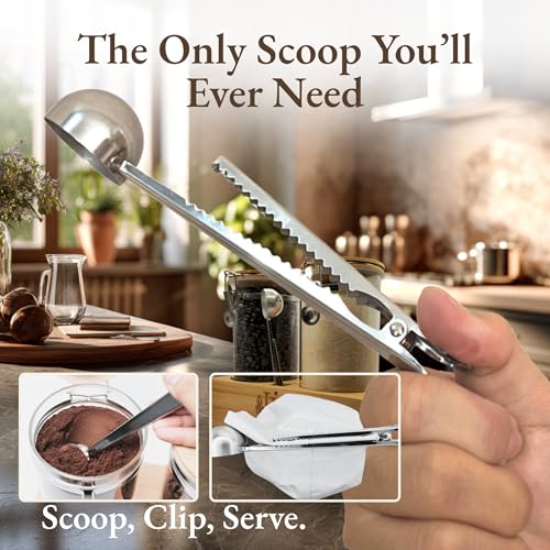 Airtight Coffee Canister with Scoop | Curated Glass Storage Set for Beans, Grounds & Sugar | 9-Piece Ritual Organizer with Bamboo Base, Versatile Artisan Spoon, Labels & Cleaning Brush - view 4