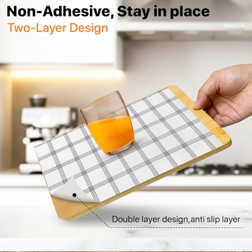 Shelf and Drawer Liner for Kitchen Cabinet, 12in x 10FT Waterproof Washable Thickened Shelf Paper Easy Liners for Bathroom with Knife Tape Measure, Plaid - view 2