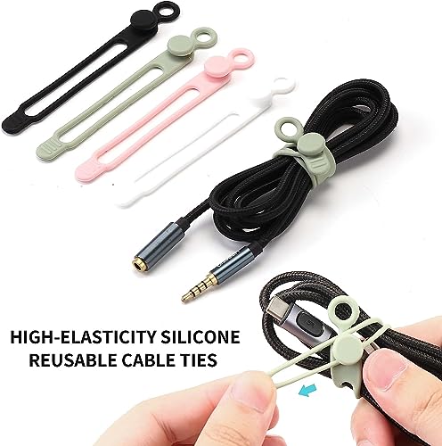 Set of 6 Yellow Silicone Cable Straps Organizers (Yellow6) - view 5