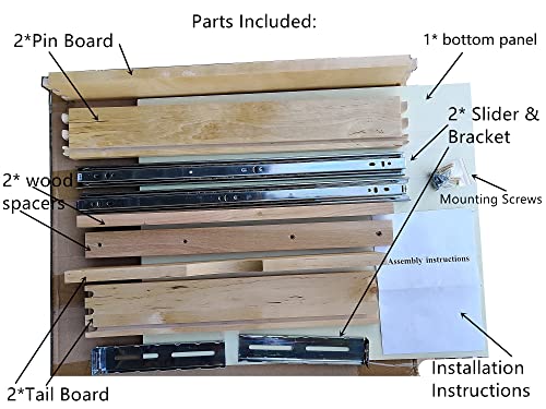 Solid Wood Pull Out Drawer 27" W × 21" D for Kitchen Cabinets, Roll Out Tray with Full Extension Slides, Natural Wood, DIY Assembly - view 3