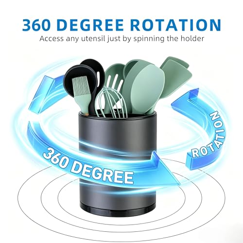 Kitchen Utensil Holder,Extra Large 360°Rotating For Countertop - view 5
