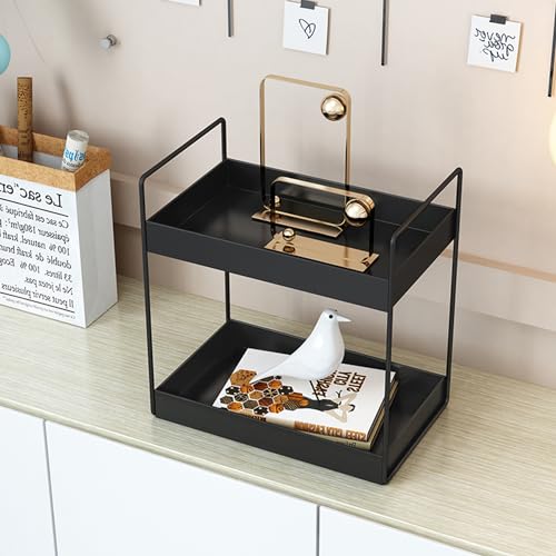 2 Tier Bathroom Counter Organizer, Vanity Storage Shelf, Black - view 3