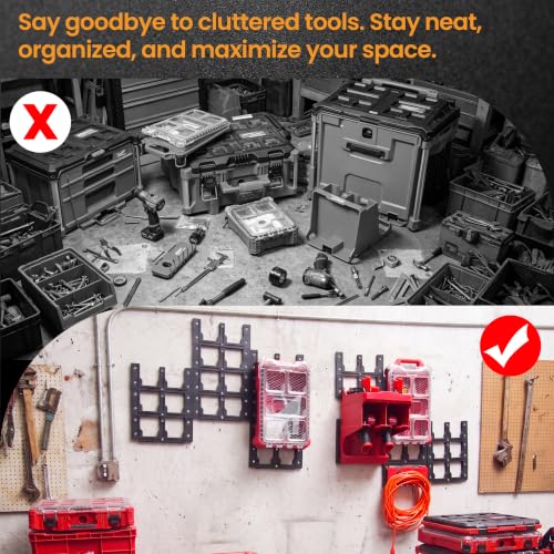 6-Pack Modular Mounting Plates Compatible with Milwaukee PACKOUT, Wall Mount Plates Fit for PACKOUT Toolboxes, Organizers & Accessories, Easy-to-Install and Convenient Tool Storage System - view 4