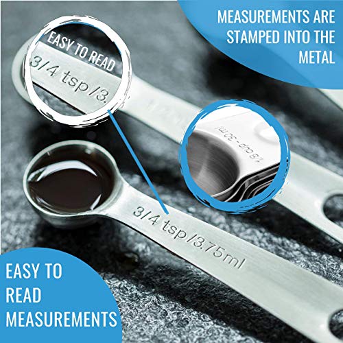 Pancake & Cupcake Batter Dispenser and Stainless Steel Measuring Cups and Spoons Set of 14 - Perfect for Waffles, Cakes, Crepes or Any Baked Goods - 7 Cup and 7 Spoon Metal Measure Sets - view 7