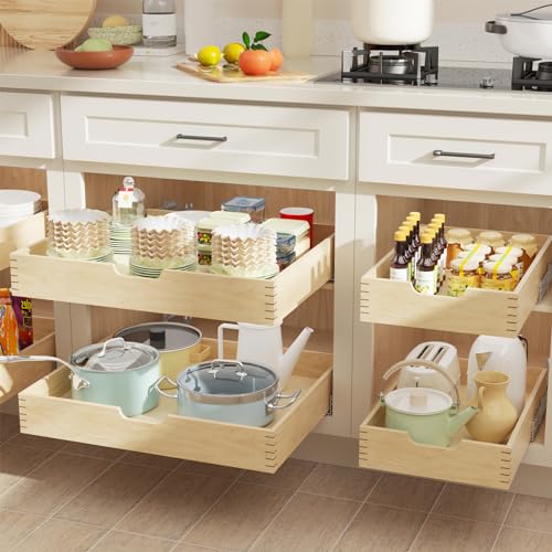 Pull Out Cabinet Organizer 28½" W x 21"D, Slide Out Wood Drawer Shelf - view 4