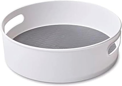 12 inch non-skid lazy susan turntable organizer for cabinet, kitchen, pantry, bathroom - smooth-glide rotating storage with raised rim and handles