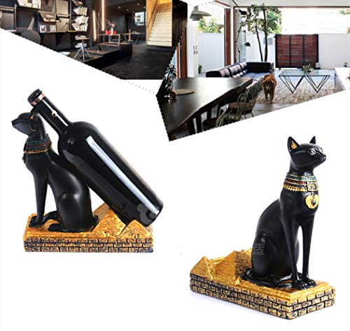 Wine Rack Holder Ancient Egyptian Deity Bastet Wine Bottle Stand Rack Premium Resin Material Novelty Gift for Kitchen Home Room Decoration (Resin - Bastet) - view 5