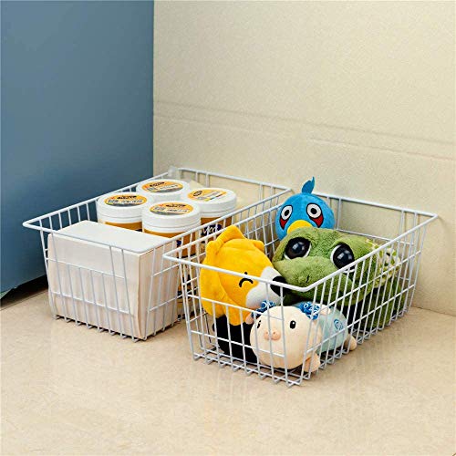 Wire Storage Basket Freezer Organizer Bins Refrigerator Organization Storage Baskets with Handles for Pantry, Freezer, Laundry Room, Closets, Garage, Office, Bathroom, Set of 2 - view 2
