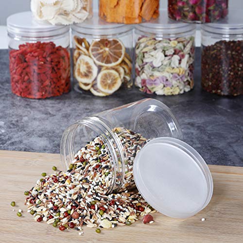 16 OZ Plastic Jars with Lids, 12 Pack Clear Plastic Slime Containers for Kitchen and Household Food Storage of Dry Goods, Creams and More,Included Extra Label and A Pen - view 5