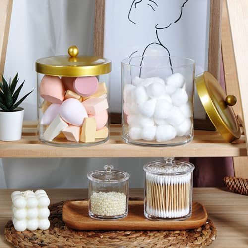 3Pack Large Plastic Apothecary Jars with Gold Metal Lids - view 6
