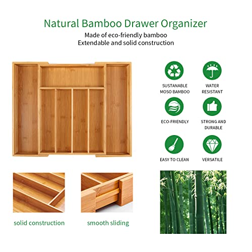 Bamboo Cutlery Silverware Tray, Small Utensils Drawer Organizer - view 5