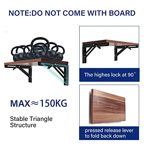 Folding Shelf Brackets, 16 Inch 2 Pcs Heavy Duty Shelf Brackets, Collapsible Brackets for Foldable Shelf, Bench Table, Wall Mounted Folding Table Brackets Space-Saving - view 4