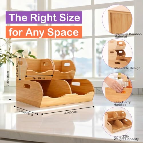 Stackable Bamboo Pantry Organizer - 3-Piece Storage Basket Set for Potato, Onion & Kitchen Cabinet, Tool-Free Assembly, Multi-Size Bins - view 3