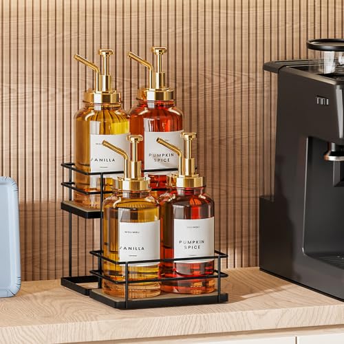 Coffee Syrup Rack Organizer, 2-Tier 4 Maple Syrup Bottle Holder - view 2