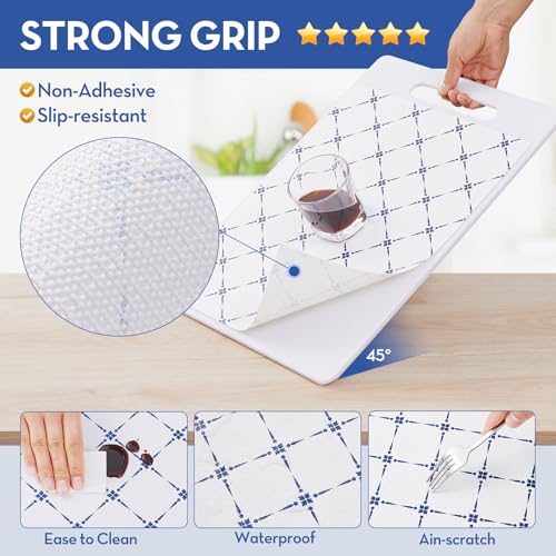 Drawer Shelf and Cabinet Liner, Thick Strong Grip,Shelf Liners Non-Adhesive Liners Protect Kitchen Cabinets and Cupboard, Bathroom Drawers,Under Sink Mat, 12" x10', Blue Stripe - view 2