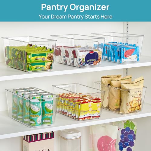 6 Pack Clear Storage Bins, Pantry Cabinet Organizer Bins, Medium - view 4
