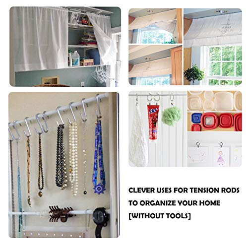 DeElf 8 Pack Tension Rods 28 to 48 Inches, Adjustable Spring Tension Rod for Window Curtain, Kitchen Cupboard Utensils, Closet, and Cabinet, White - view 2