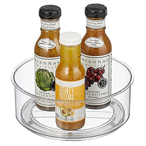 Lazy Susan Turntable Plastic Spinner for Kitchen/Bathroom, Pantry, Fridge, Cupboards, or Counter Organizing, Fully Rotating Organizer for Food, 9" Round - Lumiere Collection - Clear
