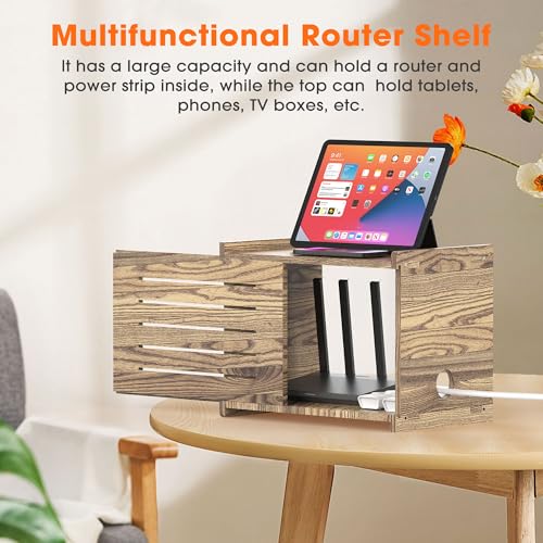 Wooden WiFi Router Storage Box for Routers Up to 9.8" Tall, Need Assembly - view 6