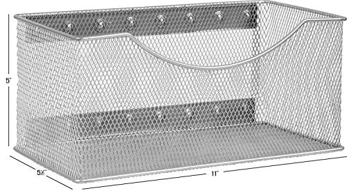 Wire Mesh Magnetic Storage Basket, Trash Caddy, Container, Desk Tray, Office Supply Organizer Silver for Refrigerator/Microwave Oven or Magnetic Surface in Kitchen or Office (1, Large) - view 3