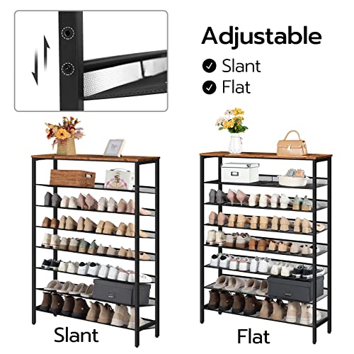 Shoe Rack for Entryway, 8-Tier Shoe Shelf, Large Capacity Shoe Storage Organizer for 32-40 Pairs of Shoes, Front Door Entrance, Hallway, Closet, Space Saver, Rustic Brown and Black BF118XJ01G1 - view 6