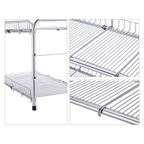 2 Tier Under Sink Organizers and Storage Rack Expandable Cabinet Shelf for Kitchen Bathroom Silver (17-25 inches) - view 4
