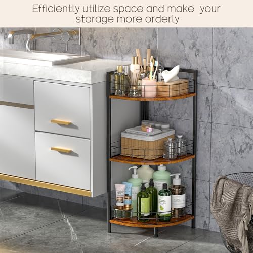 Bathroom Standing Shelf, 3 Tier Corner Stand, Free-Standing Shelf Units, Triangular Curved Corner Shelf Stand for Small Space, Ideal for Bathroom,Kitchen,Vanity Storage and Organizer - view 4