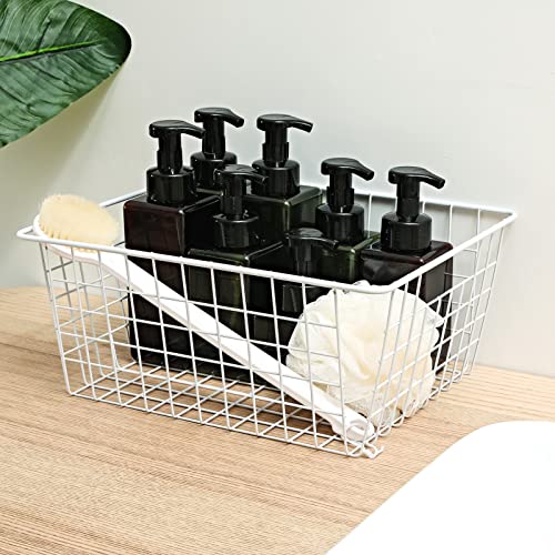 14" Upright Freezer Storage Baskets, White Wire Storage Bins Large Bakset for Freezer, Pantry, Bathroom Organizing, Set of 4 - view 6