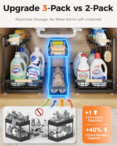3-Pack Under Sink Organizer, 2-Tier Pull-Out Cabinet Organizer - view 2