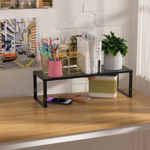 Heavy-Duty Adjustable Metal Shelf Organizer - Expandable & Stackable Pantry Storage Rack for Kitchen, Bathroom, RV, Cabinets(1 Pack/Black, Medium) - view 5
