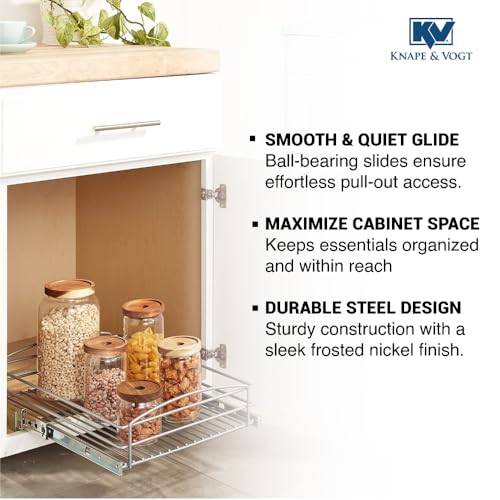 RS-MUB-14-FN 5 in. H x 15 in. W x 20 in. D Multi-Use Basket Silver Pull Out Cabinet Organizer, Frosted Nickel - view 6