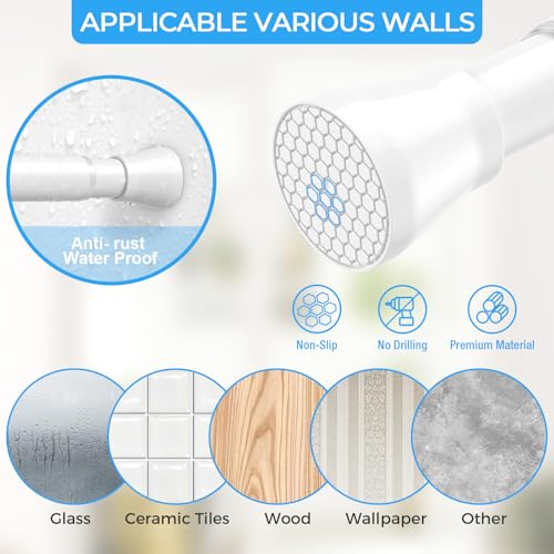 2PCS White Tension Curtain Rod 16 to 26 Inch Adjustable No Drilling - view 5