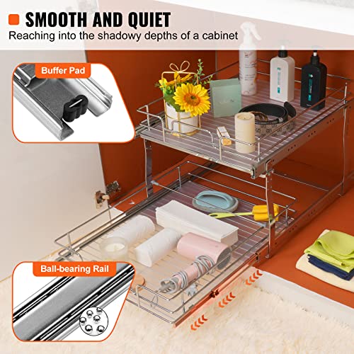 2 Tier 20"Wx21.2"Dx15.2"HPull Out Cabinet Organizer, Heavy Duty Slide Out Pantry Shelves, Steel Roll Out Drawers, Sliding Drawer Storage for Home, 21.5"Wx22.5"Dx19"H Install Size for Cabinet - view 3