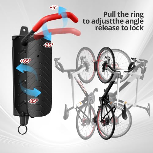 Swivel Bike Wall Mount, Bicycle Hangers For Garage, Metal Bike Rack Storage Holder Up To 70lbs, Red, 4 PACK - view 2