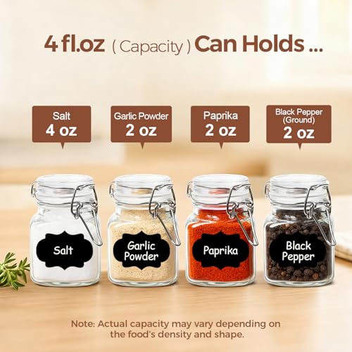 Square Small Glass Spice Jars with Airtight Lids 4 oz 12 Pack Pantry - view 3